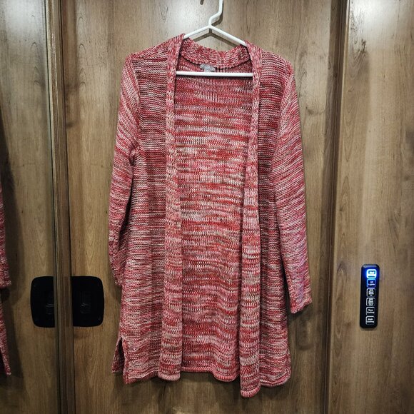 J. Jill Sweaters - JJill Marled Red Open Front Duster Cardigan | Medium Petite
